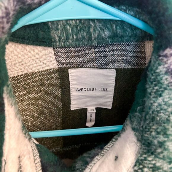 Avec Les Filles Plaid‎ Shacket Women's XS Anthropologie Green oversized - Picture 4 of 9